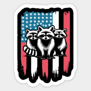 Raccoon Vintage American Flag Magnet