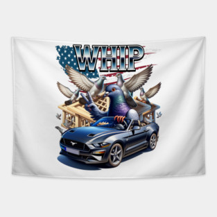 Whip Mustang and Pigeon Fan Tapestry
