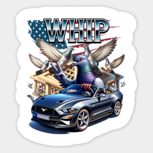 Whip Mustang and Pigeon Fan Sticker