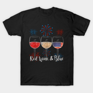 American Flag Red White Blue Wine Glasses T-Shirt