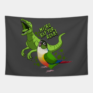 Green Cheek Conure Micro Raptor Dinosaur Tapestry