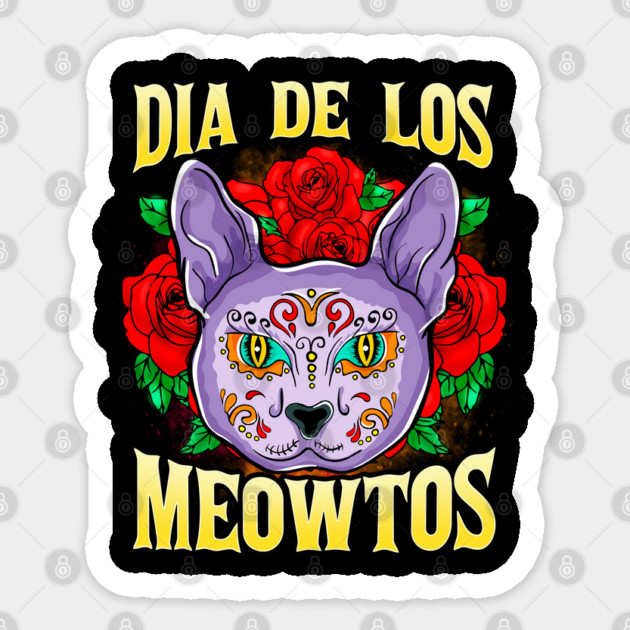 Dia de los Meowtos Funny Halloween Cat Trick or Treat Sticker by creative