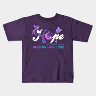 Hope Hold On Pain Ends, Suicide Prevention Awareness Kids T-Shirt