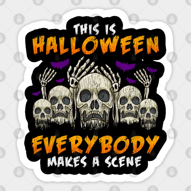 This is Halloween Everybody makes a Scene Funny Skulls Sticker by creative