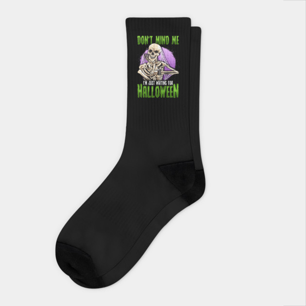 Waiting for Halloween Funny Skeleton Socks by creative