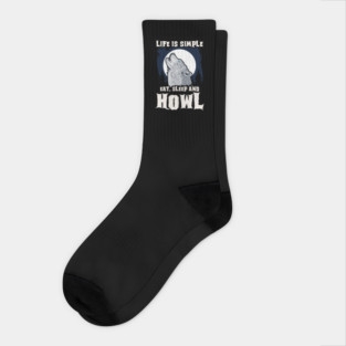 Eat, Sleep and Howl Wolf Vintage Grunge Halloween Socks
