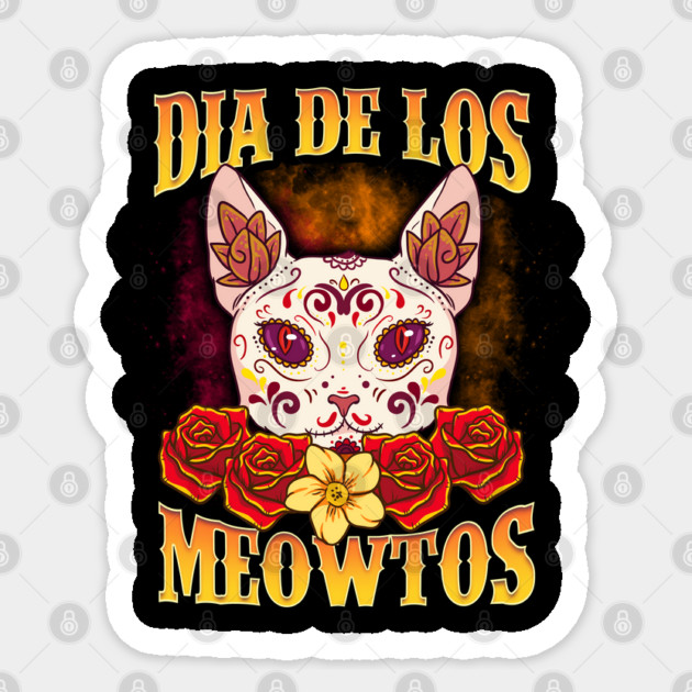 Dia de los Meowtos Beautiful Halloween Cat Trick or Treat Sticker by creative