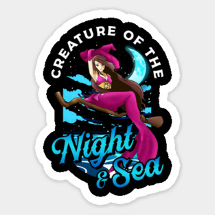 Mermaid Witch Creature of the Night & Sea Halloween Gift Sticker