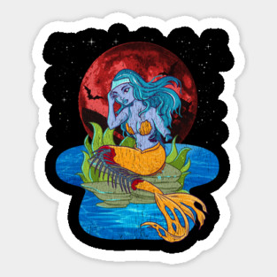Zombie Mermaid Funny Halloween Trick or Treat Gift Sticker