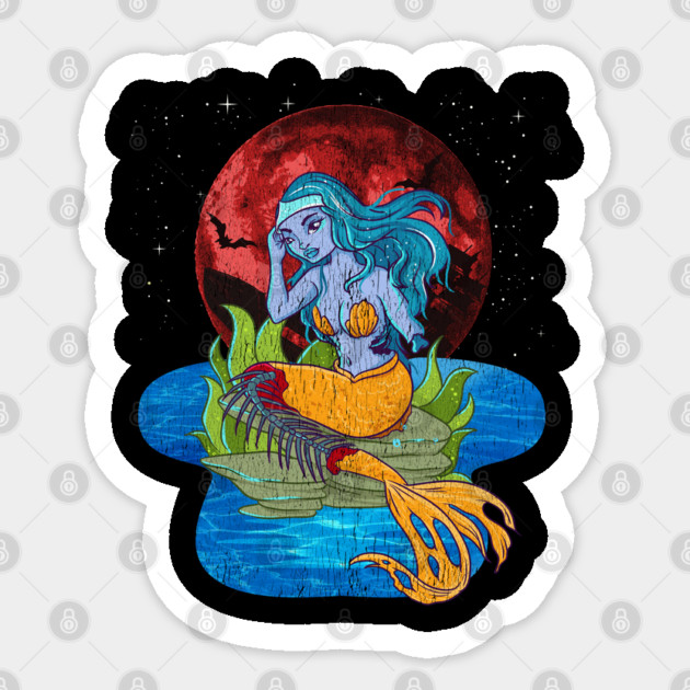 Zombie Mermaid Funny Halloween Trick or Treat Gift Sticker by creative