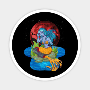 Zombie Mermaid Funny Halloween Trick or Treat Gift Magnet