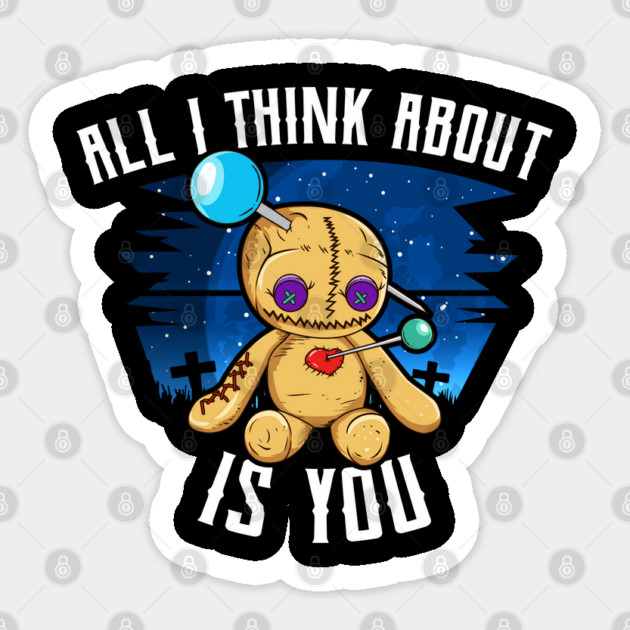 Funny Voodoo Doll All I think about is you Halloween Trick or Treat Sticker by creative