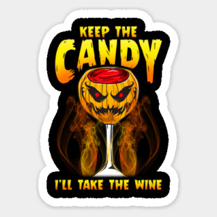 Halloween Wine Glass Spooky Jack o Lantern Trick or Treat Sticker