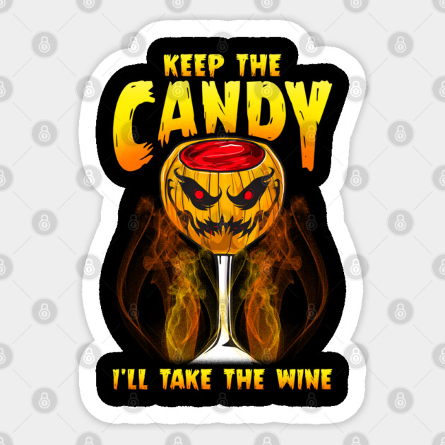 Halloween Wine Glass Spooky Jack o Lantern Trick or Treat Sticker by creative