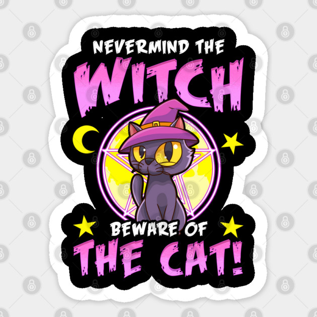 Beware of the Cat! Cute Halloween Black Kitten Gift Sticker by creative