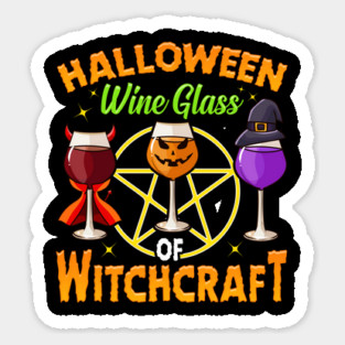 Halloween Wine Glass of Witchcraft Wine Glasses Characters Gift Sticker