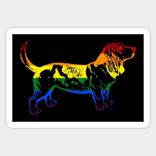 Rainbow Basset Hound Pride - Pride Month - LGBT Gifts - Pride Flag Basset Hound Magnet by Yesteeyear