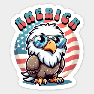 Retro American Bald Eagle Sticker