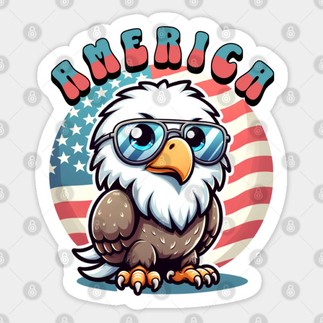 Retro American Bald Eagle Sticker by HolidayBug