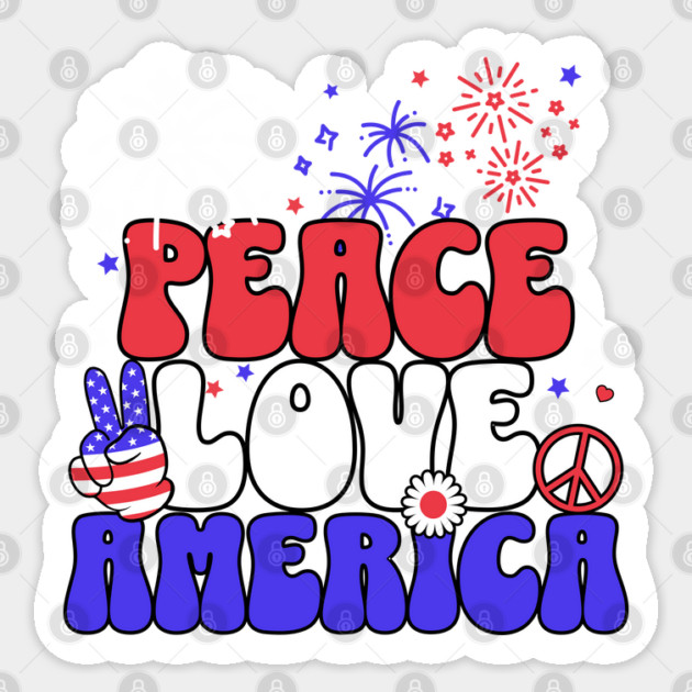 Retro Peace Love and America Sticker by HolidayBug