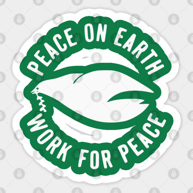 Retro Peace on Earth Work for Peace Anti-Vietnam Protest Button Sticker by Yesteeyear