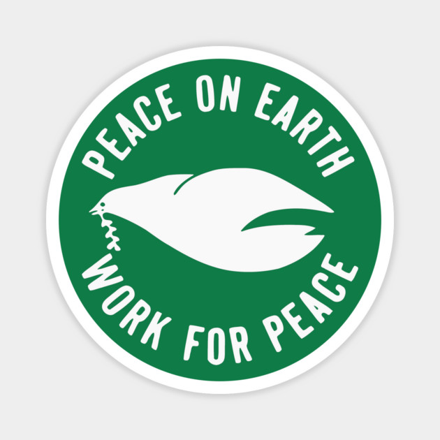 Retro Peace on Earth Work for Peace Anti-Vietnam Protest Button Magnet by Yesteeyear
