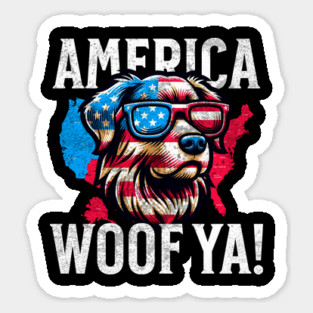 Dogs Love America Woof Ya Funny 4th of July Dog Magnet