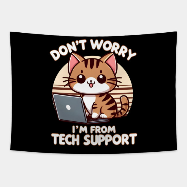 Cat Tech Support Specialist Tapestry by MakerMind8.2