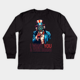 Zombie Uncle Sam Kids Long Sleeve T-Shirt