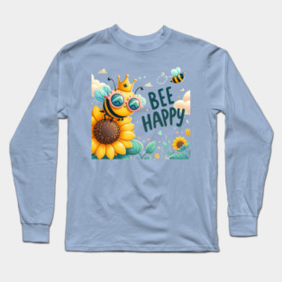 Bee happy: Cute bee illustration, Summer gift, Fun gift Long Sleeve T-Shirt