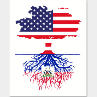 American Grown Haitian Roots Flags Posters and Art