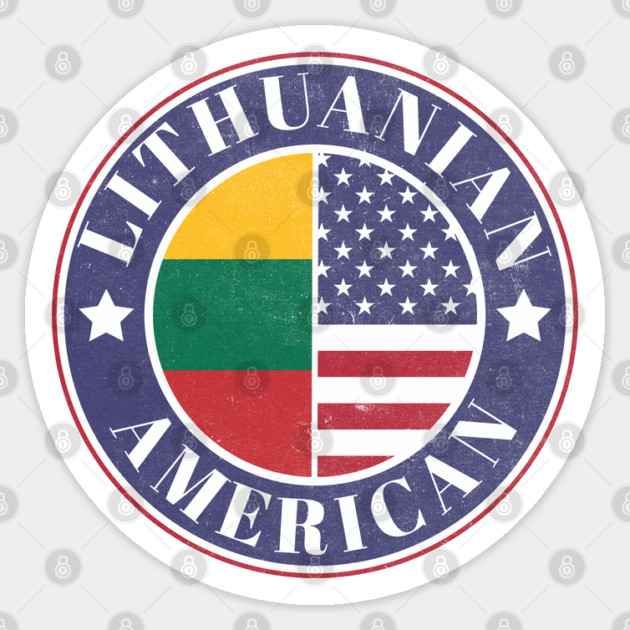 Proud Lithuanian-American Badge - Lithuania Flag Sticker by Yesteeyear