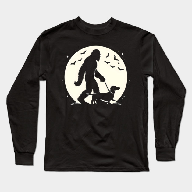Bigfoot's Moonlit Walk Long Sleeve T-Shirt by MakerMind8.2