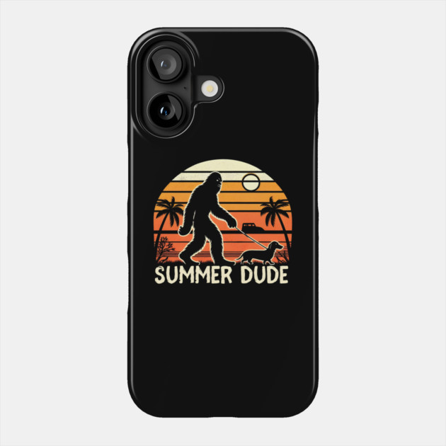 Summer Dude - Bigfoot Beach Sunset Phone Case by MakerMind8.2
