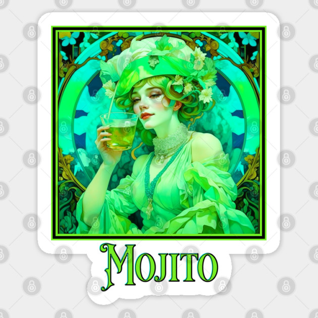 Art Nouveau Mojito Sticker by HolidayBug