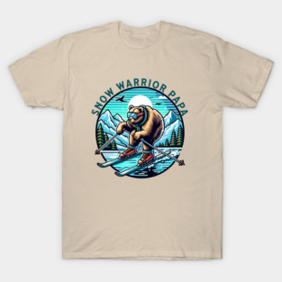 Ski dad, snow warrior papa, ski papa bear T-Shirt