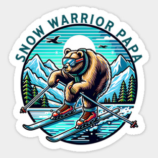 Ski dad, snow warrior papa, ski papa bear Sticker