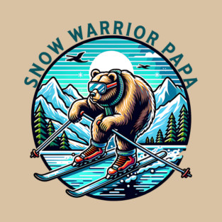 Ski dad, snow warrior papa, ski papa bear T-Shirt
