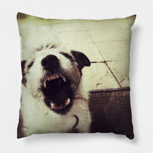Angry Jack Russell Pillow by everyplatewebreak tees