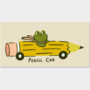 Frog in a Pencil Car Posters and Art