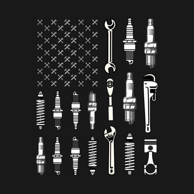 Vintage Patriotic Mechanic USA American Flag 4th Of July by mrsmitful01