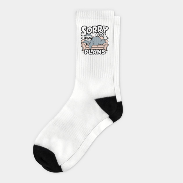 Sorry Got Plans Sloth Procrastination Socks by Anticorporati