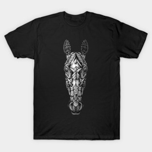 Ornate Horse Head BW T-Shirt