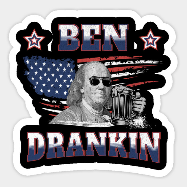 Ben Drankin T-Shirt: Benjamin Franklin with Beer - Patriotic Humor Tee Magnet by Designed By Marty