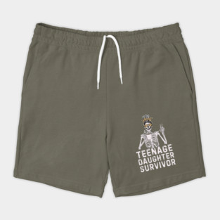 Skeleton Messy Bun Teenage Daughter Survivor Mom Shorts