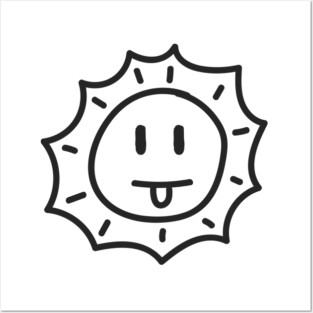 Cute Doodle sun sticking out tongue Posters and Art