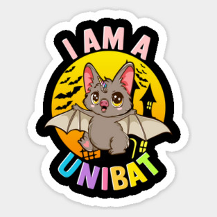 I am a Unibat Halloween Funny Unicorn Bat Gift Sticker