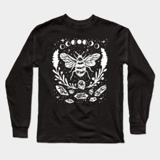 Honey Bee, Crystals, Moon Phases, Gothic Witchy Punk Long Sleeve T-Shirt