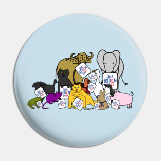 Cute Animals Support Joe Biden 2024 Pin