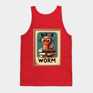 Adorable Book Worm Reads, Book Lover Gift. Tank Top